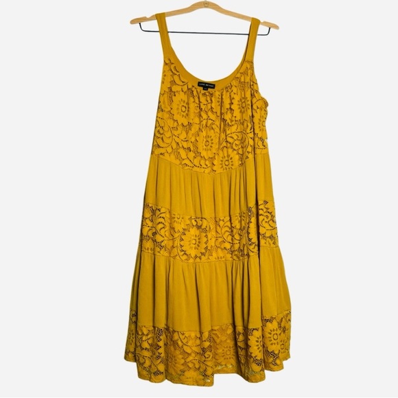 Vintage Lane Bryant Lace Crepe Tank Dress Golden Spice Size 10/12 - Picture 2 of 8